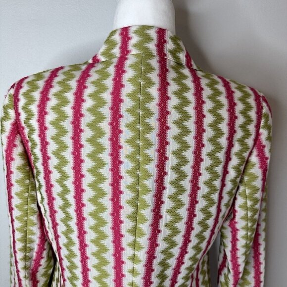 LAFAYETTE 148 New York Womens Green & Pink One Button Collar Blazer Jacket Sz 4 - Picture 7 of 12